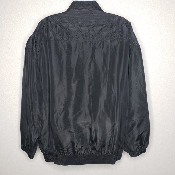 Vtg 80’s Fuda International Sz 1X Black Bomber Jacket- 100% Silk(790) - Picture 5 of 7